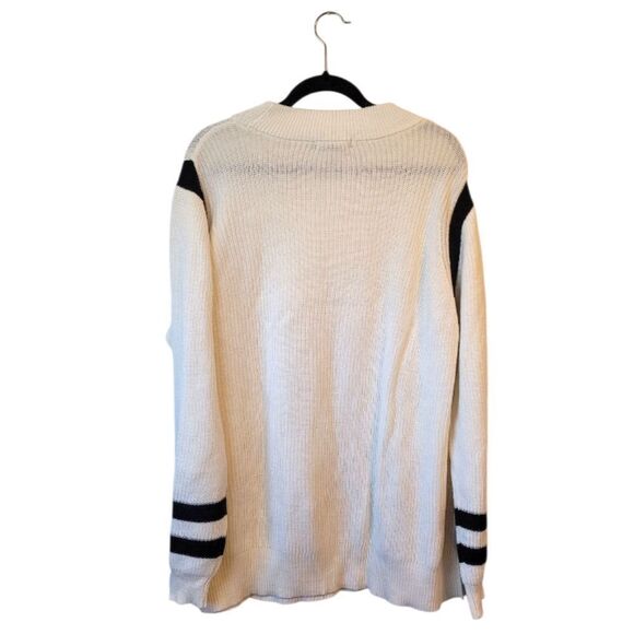 Ellos Women's Black And White Over Sized Stripe Sweater Size 2X - Picture 2 of 6